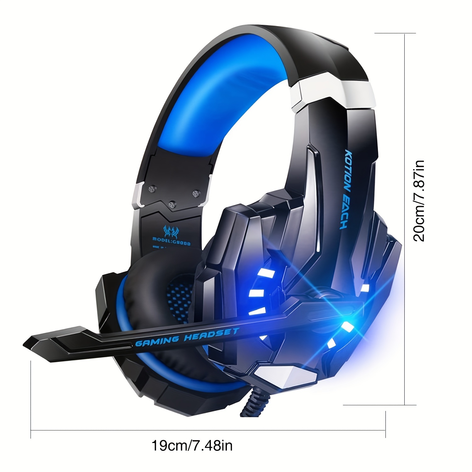 noise cancelling over ear headphone, g9000 stereo gaming headset for ps4 pc xbox one ps5 controller noise cancelling over ear headphones with mic led light bass surround soft memory earmuffs for laptop mac nes games details 0