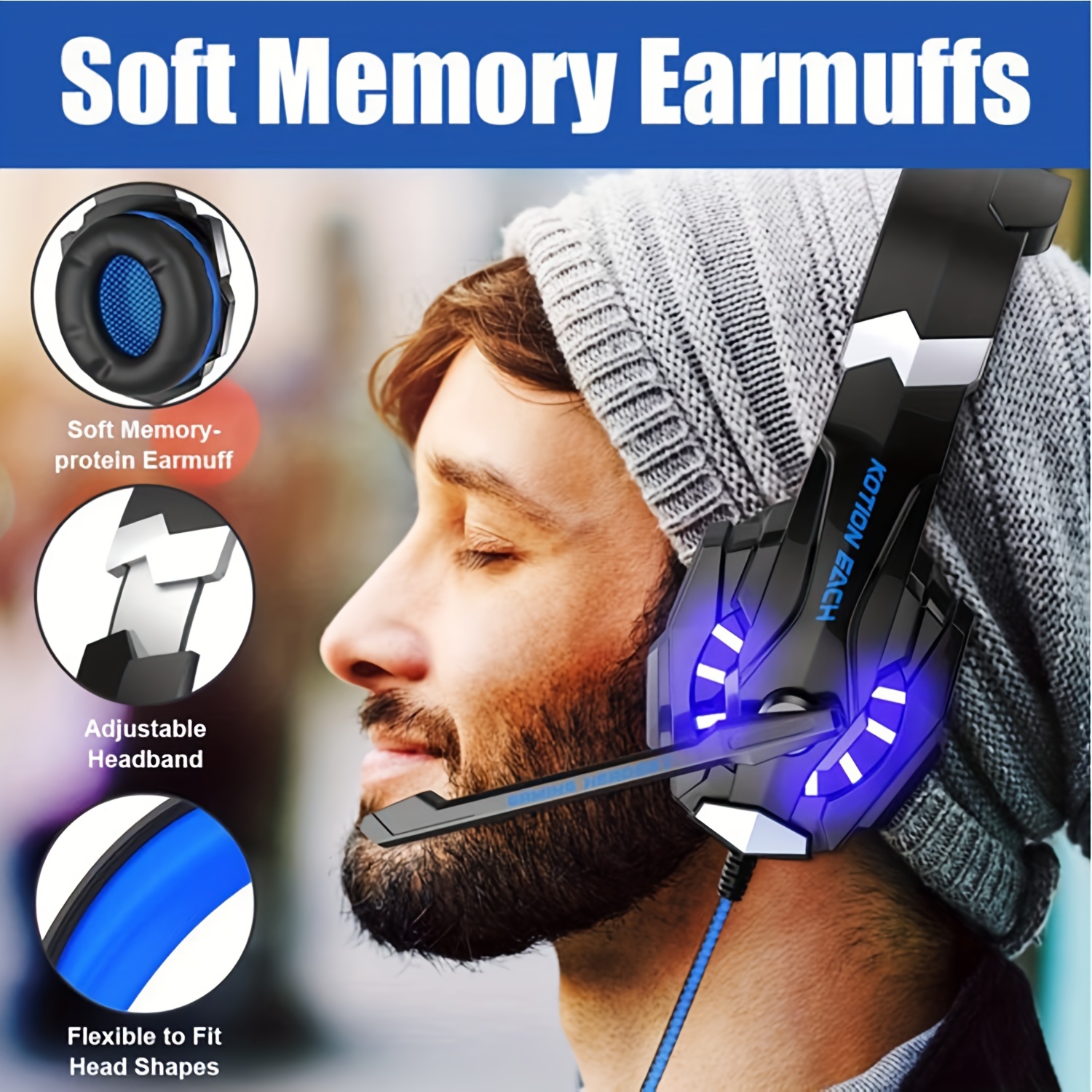 noise cancelling over ear headphone, g9000 stereo gaming headset for ps4 pc xbox one ps5 controller noise cancelling over ear headphones with mic led light bass surround soft memory earmuffs for laptop mac nes games details 6