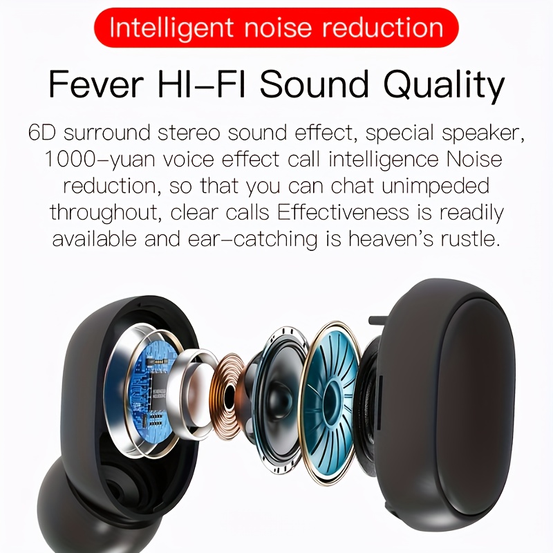 2023 new a6s tws ln ear hi fi stereo wireless earbuds superb audio quality long battery life perfect gift for men women details 3