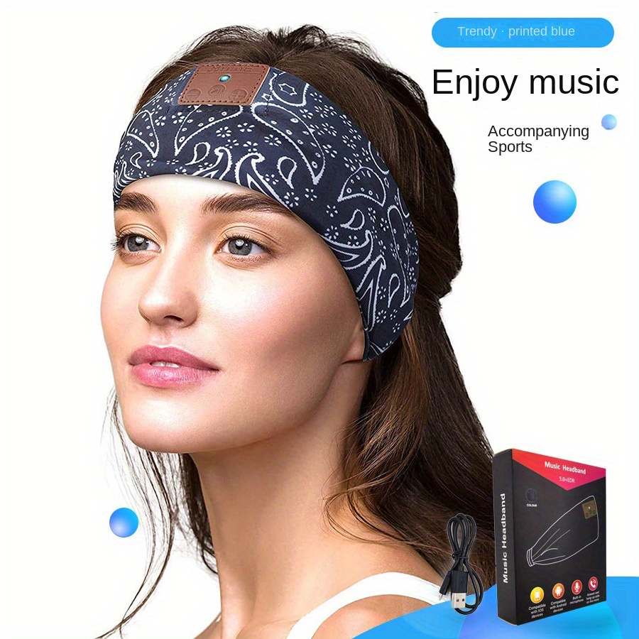 bt headband cozy wireless band headband sleep headphones sleep mask with thin hd stereo speakers perfect for side sleepers sport yoga travel best gift ideas perfect for sports details 0